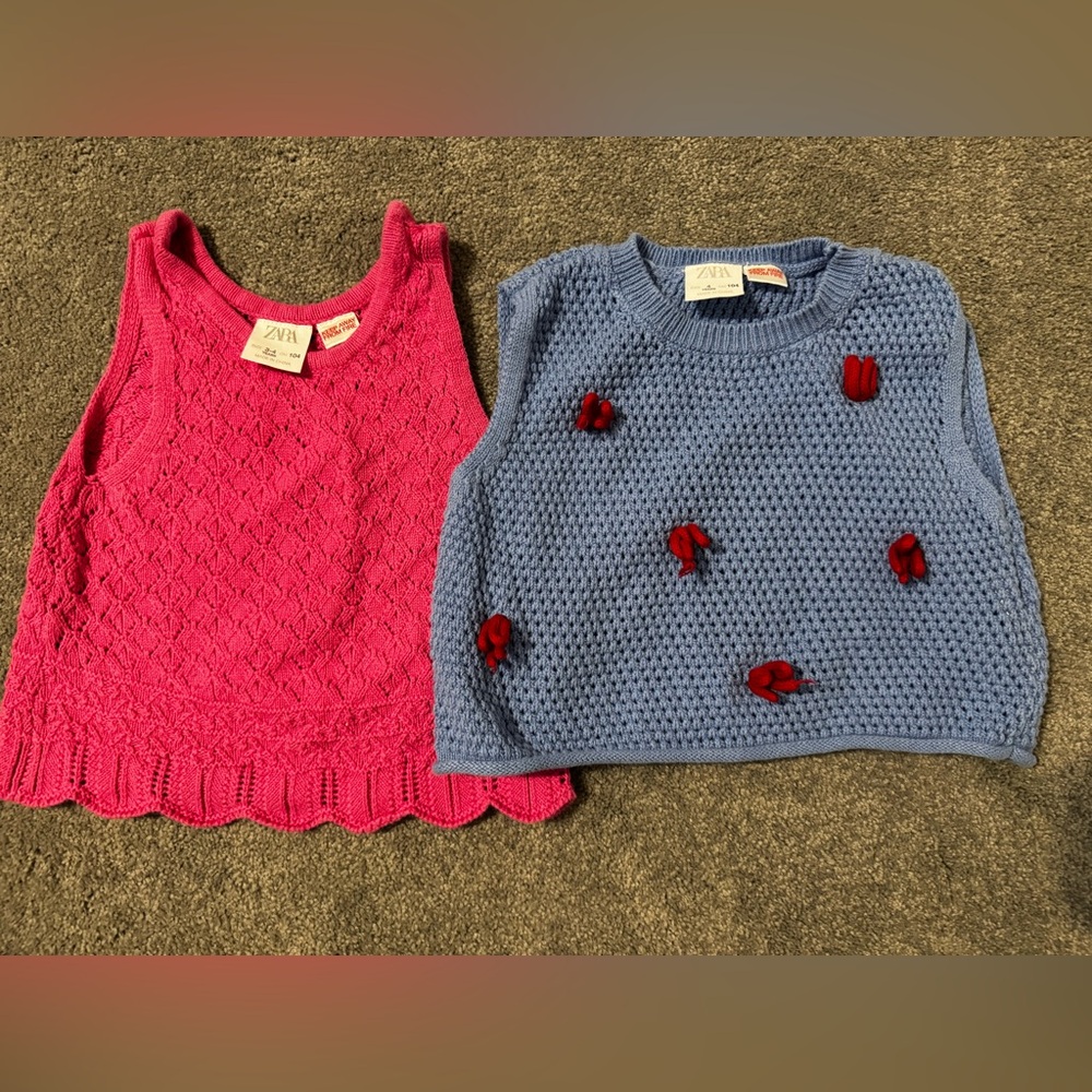 Zara Kids Pink and Blue Knit Tops Set